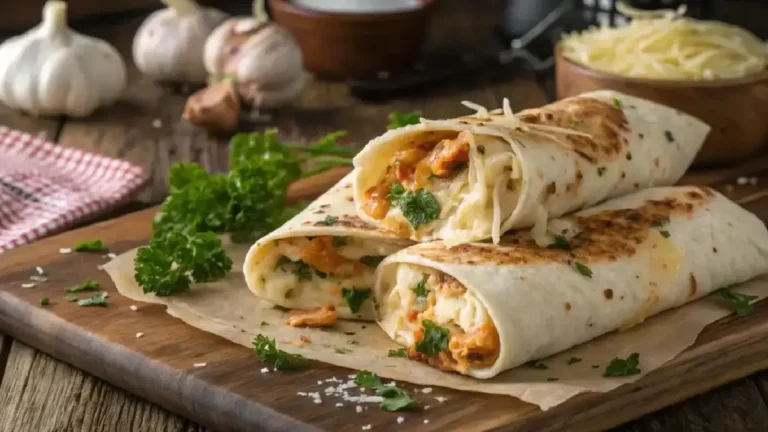 cheesy garlic chicken wraps​
