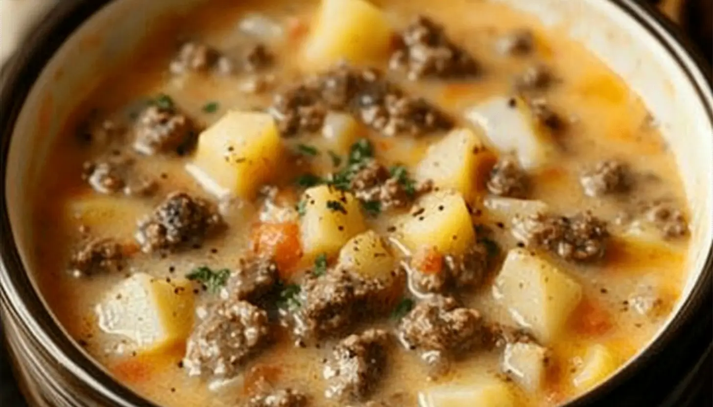 crockpot-creamy-potato-and-hamburger-soup